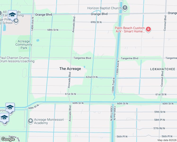 map of restaurants, bars, coffee shops, grocery stores, and more near 13256 63rd Lane North in West Palm Beach
