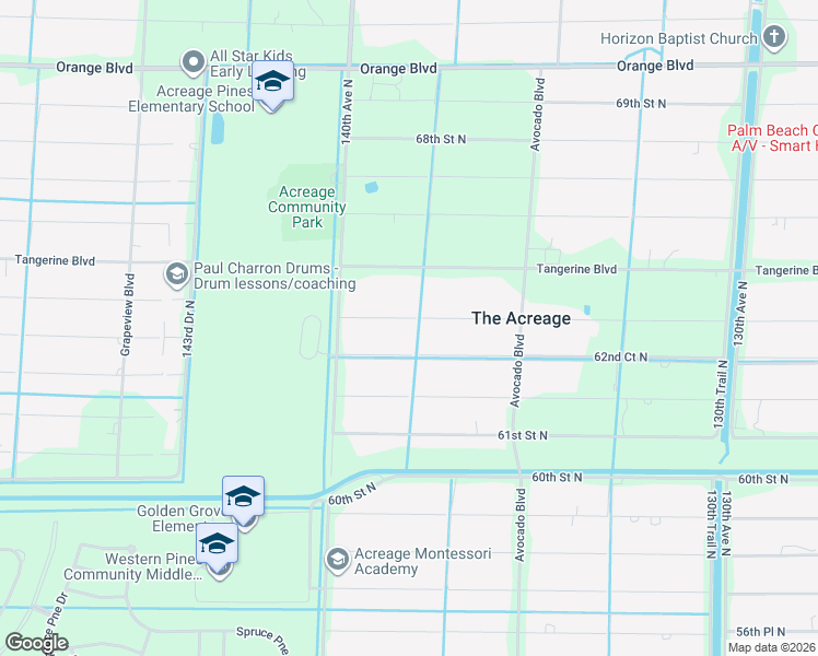 map of restaurants, bars, coffee shops, grocery stores, and more near 13785 62nd Court North in West Palm Beach