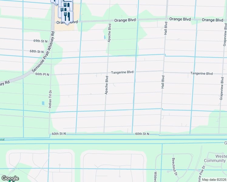 map of restaurants, bars, coffee shops, grocery stores, and more near 15438 63rd Place North in Loxahatchee