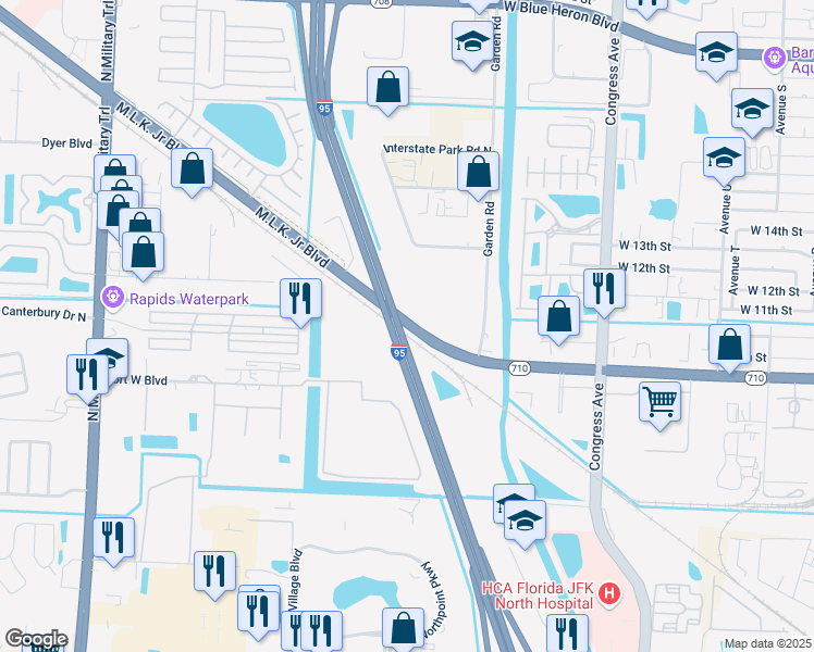 map of restaurants, bars, coffee shops, grocery stores, and more near 3685 Doctor Martin Luther King Junior Boulevard in Riviera Beach