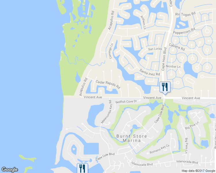 map of restaurants, bars, coffee shops, grocery stores, and more near 17489 Fuego Lane in Punta Gorda