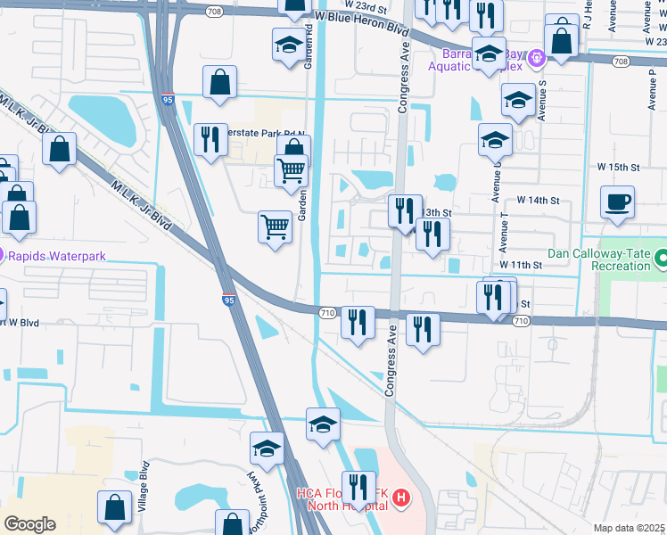 map of restaurants, bars, coffee shops, grocery stores, and more near 2035 Nassau Drive in Riviera Beach