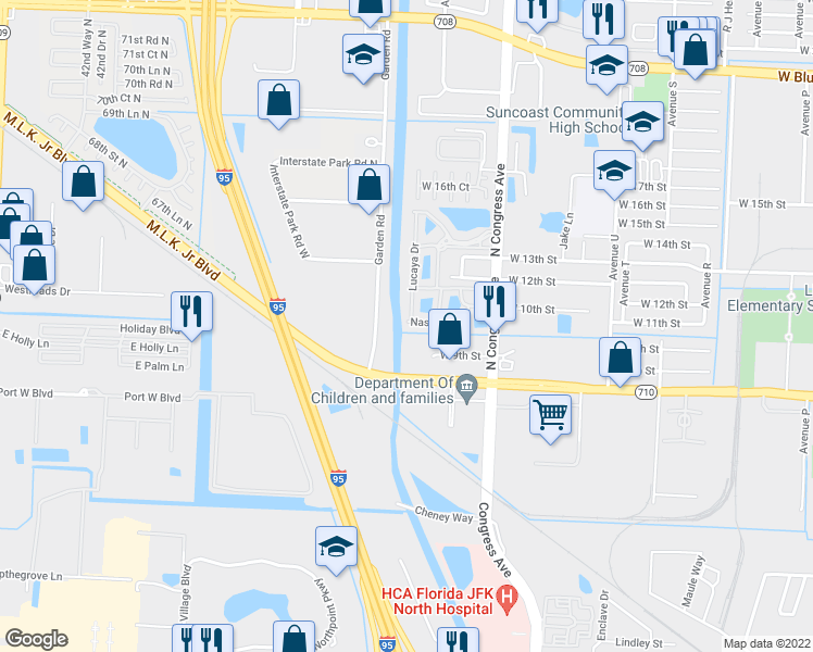 map of restaurants, bars, coffee shops, grocery stores, and more near 2045 Nassau Drive in Riviera Beach