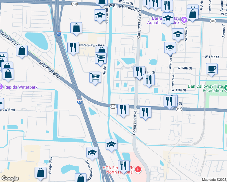 map of restaurants, bars, coffee shops, grocery stores, and more near 2035 Nassau Drive in Riviera Beach