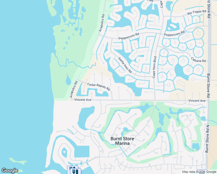 map of restaurants, bars, coffee shops, grocery stores, and more near 24052 Cedar Rapids Road in Punta Gorda