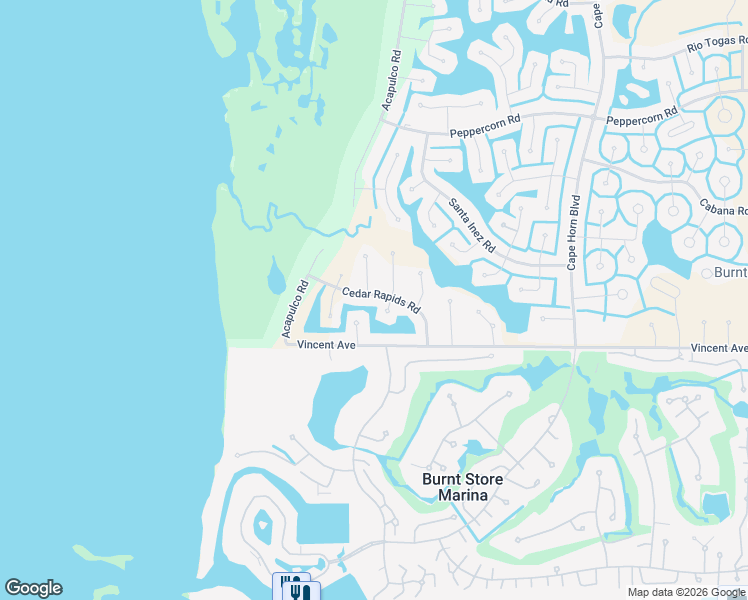 map of restaurants, bars, coffee shops, grocery stores, and more near 17489 Fuego Lane in Punta Gorda