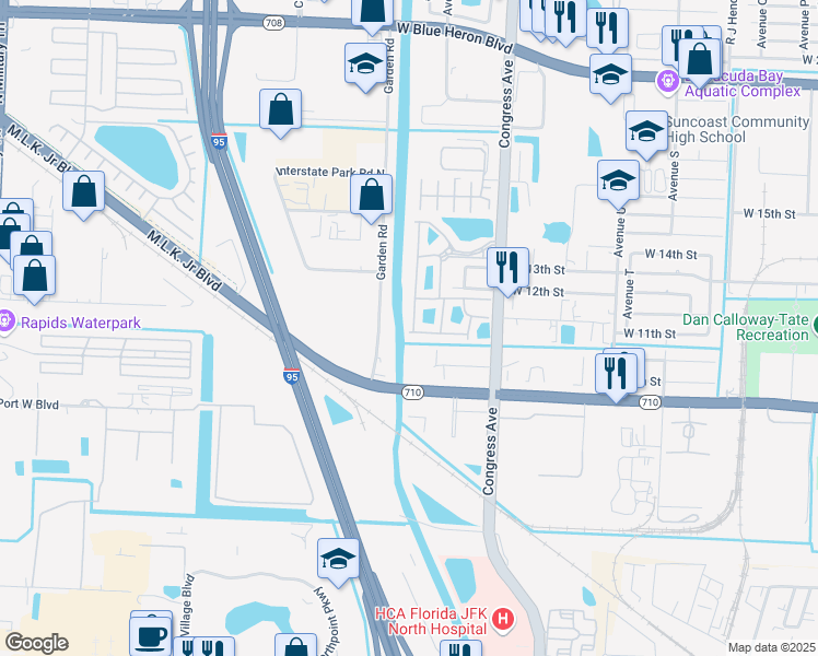 map of restaurants, bars, coffee shops, grocery stores, and more near 2035 Nassau Drive in Riviera Beach