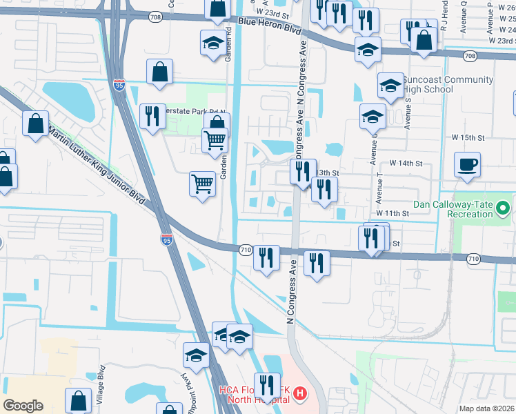 map of restaurants, bars, coffee shops, grocery stores, and more near 1991 Nassau Drive in West Palm Beach