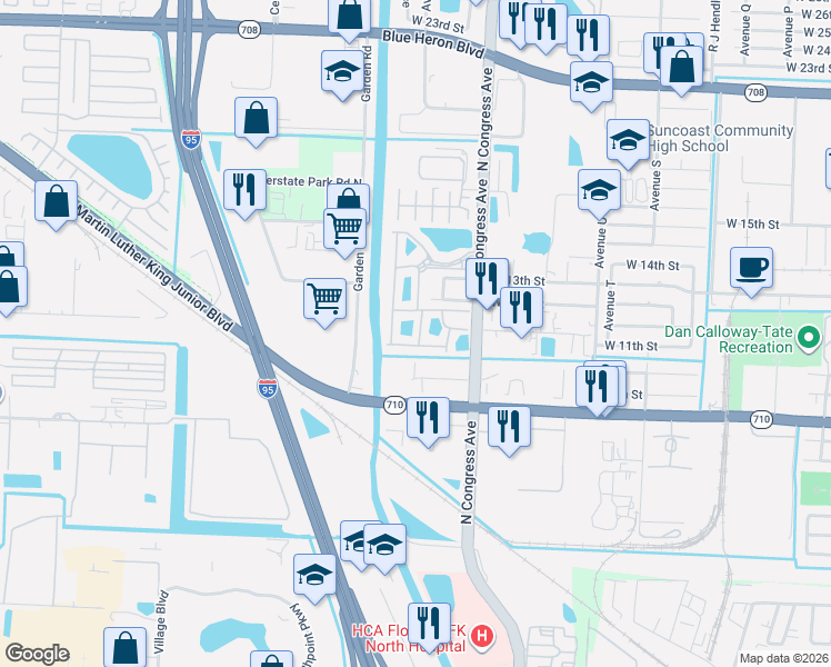 map of restaurants, bars, coffee shops, grocery stores, and more near 1991 Nassau Drive in West Palm Beach