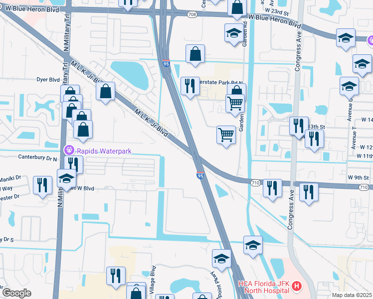 map of restaurants, bars, coffee shops, grocery stores, and more near 3685-3699 Doctor Martin Luther King Junior Boulevard in Riviera Beach
