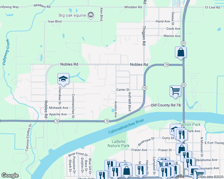 map of restaurants, bars, coffee shops, grocery stores, and more near 790 Avalon Avenue in LaBelle