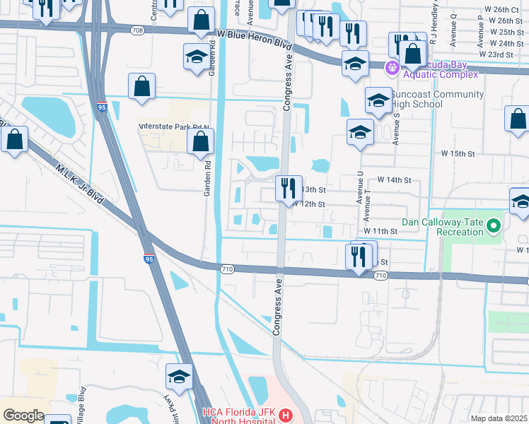 map of restaurants, bars, coffee shops, grocery stores, and more near 1979 Freeport Drive in Riviera Beach