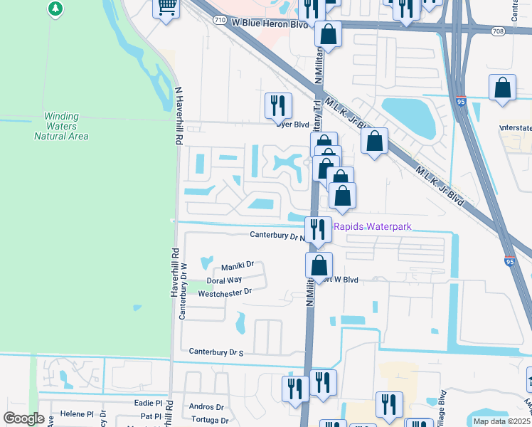 map of restaurants, bars, coffee shops, grocery stores, and more near 1069 Big Torch Street in Riviera Beach