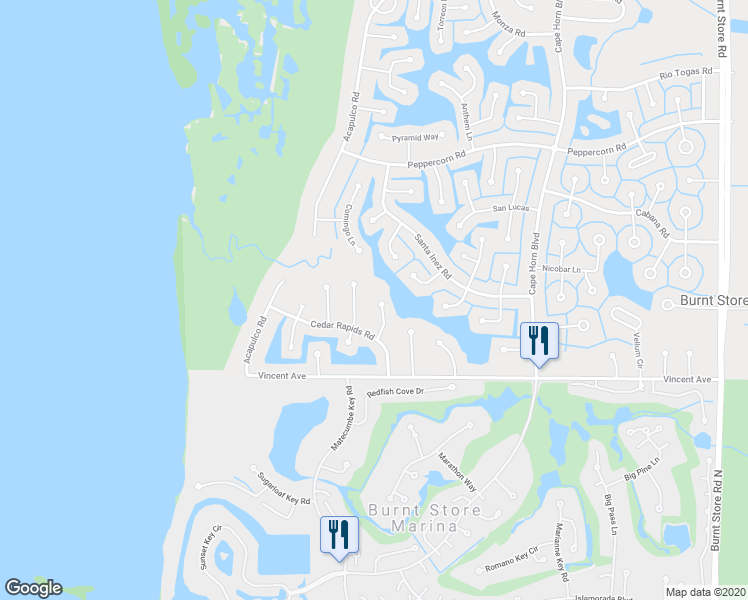 map of restaurants, bars, coffee shops, grocery stores, and more near 17439 Cornflower Lane in Punta Gorda