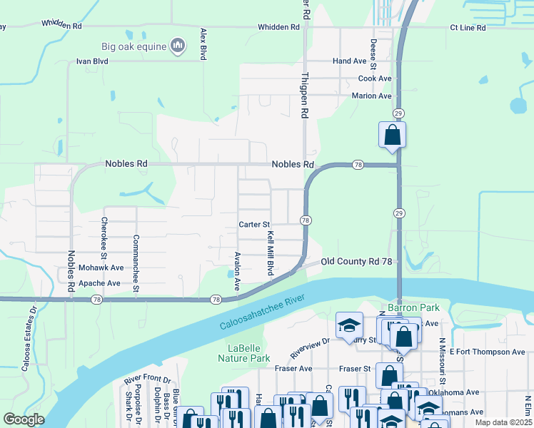 map of restaurants, bars, coffee shops, grocery stores, and more near 635 Francis St in LaBelle