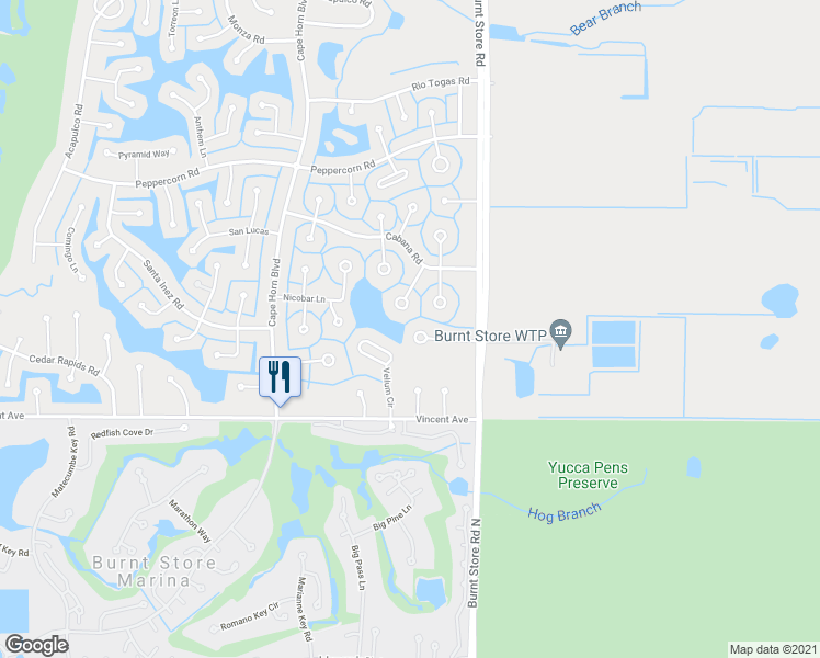 map of restaurants, bars, coffee shops, grocery stores, and more near 24456 Wallaby Lane in Punta Gorda
