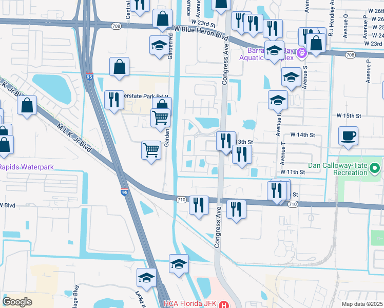 map of restaurants, bars, coffee shops, grocery stores, and more near 2018 Freeport Drive in West Palm Beach