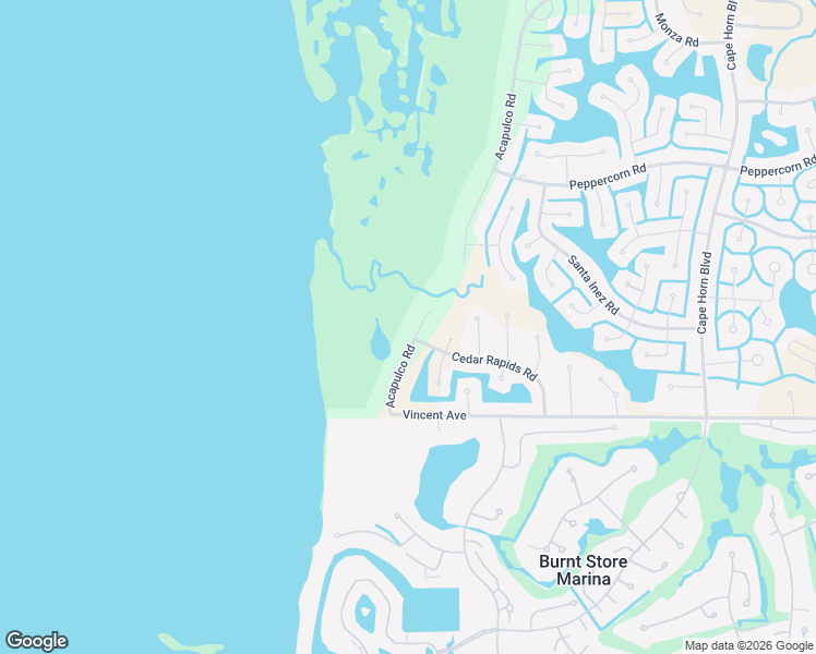 map of restaurants, bars, coffee shops, grocery stores, and more near 17447 Acapulco Road in Punta Gorda