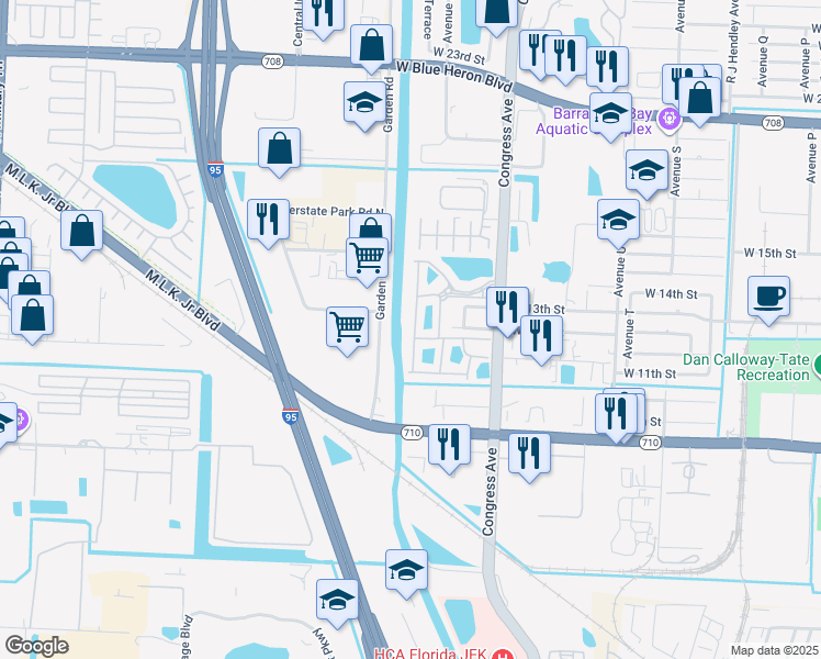 map of restaurants, bars, coffee shops, grocery stores, and more near 1106 Lucaya Drive in West Palm Beach
