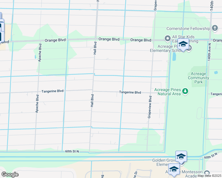 map of restaurants, bars, coffee shops, grocery stores, and more near 14845 Tangerine Boulevard in Loxahatchee