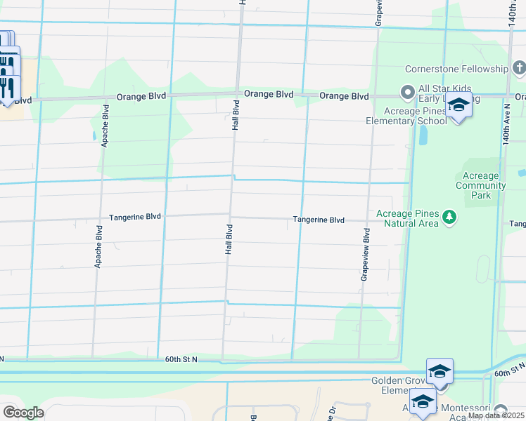 map of restaurants, bars, coffee shops, grocery stores, and more near 14845 Tangerine Boulevard in Loxahatchee