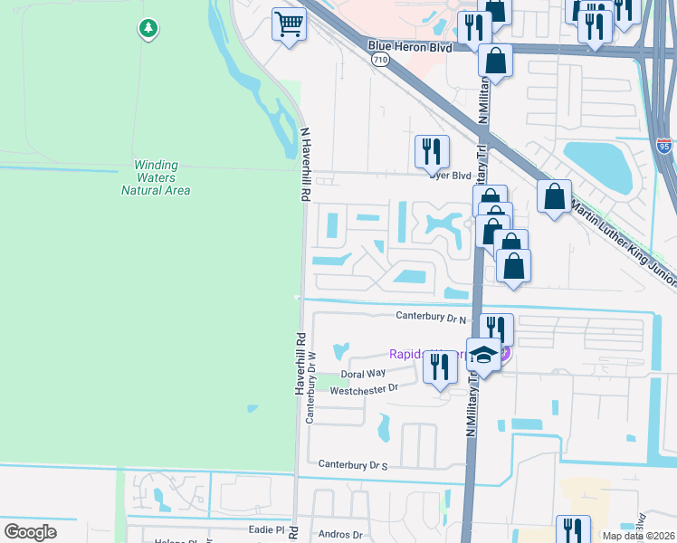 map of restaurants, bars, coffee shops, grocery stores, and more near 2032 Little Torch Street in Riviera Beach