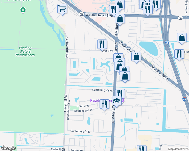 map of restaurants, bars, coffee shops, grocery stores, and more near 1009 Big Torch Street in Riviera Beach