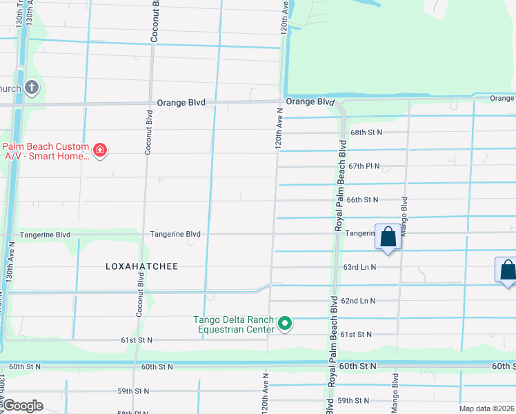 map of restaurants, bars, coffee shops, grocery stores, and more near 12102 66th Street North in West Palm Beach