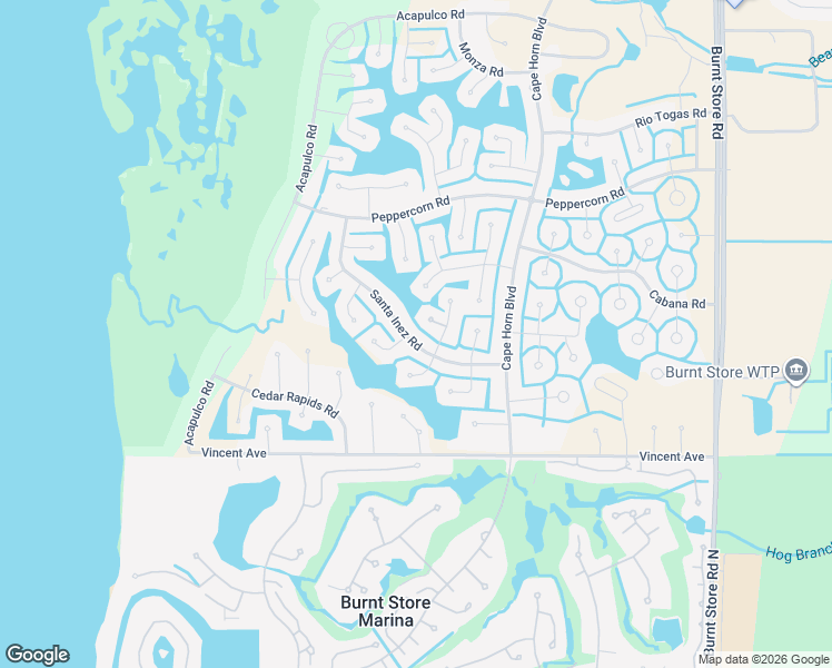 map of restaurants, bars, coffee shops, grocery stores, and more near 24190 Santa Inez Road in Punta Gorda