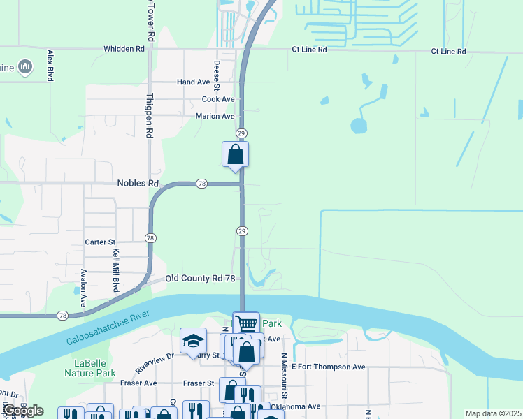 map of restaurants, bars, coffee shops, grocery stores, and more near 950 Florida 29 in LaBelle