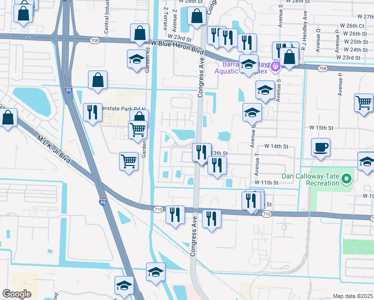 map of restaurants, bars, coffee shops, grocery stores, and more near 1946 Marsh Harbor Drive in West Palm Beach