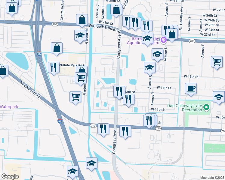 map of restaurants, bars, coffee shops, grocery stores, and more near 1946 Marsh Harbor Drive in West Palm Beach