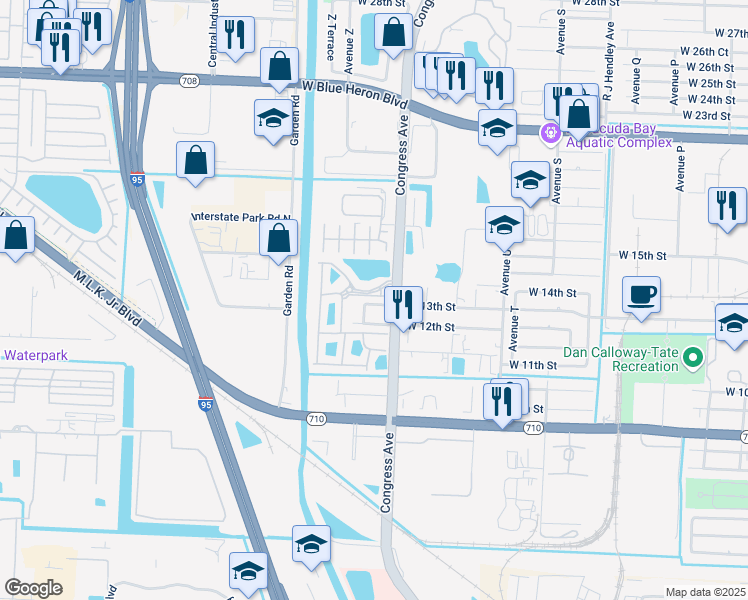 map of restaurants, bars, coffee shops, grocery stores, and more near 1946 Marsh Harbor Drive in West Palm Beach