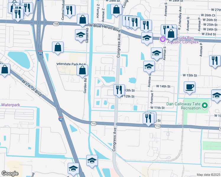 map of restaurants, bars, coffee shops, grocery stores, and more near 1949 Marsh Harbor Drive in Riviera Beach