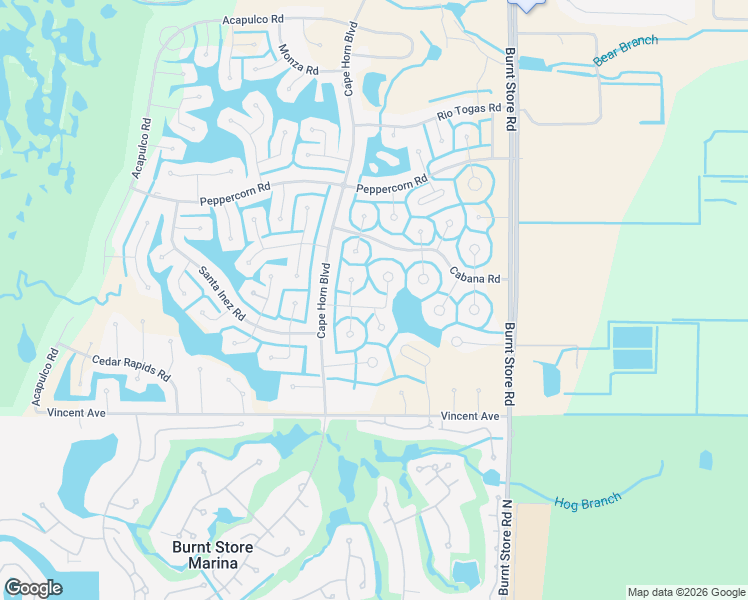 map of restaurants, bars, coffee shops, grocery stores, and more near 24348 Nicobar Lane in Punta Gorda