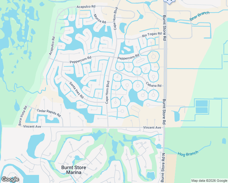 map of restaurants, bars, coffee shops, grocery stores, and more near 24298 Nicobar Lane in Punta Gorda