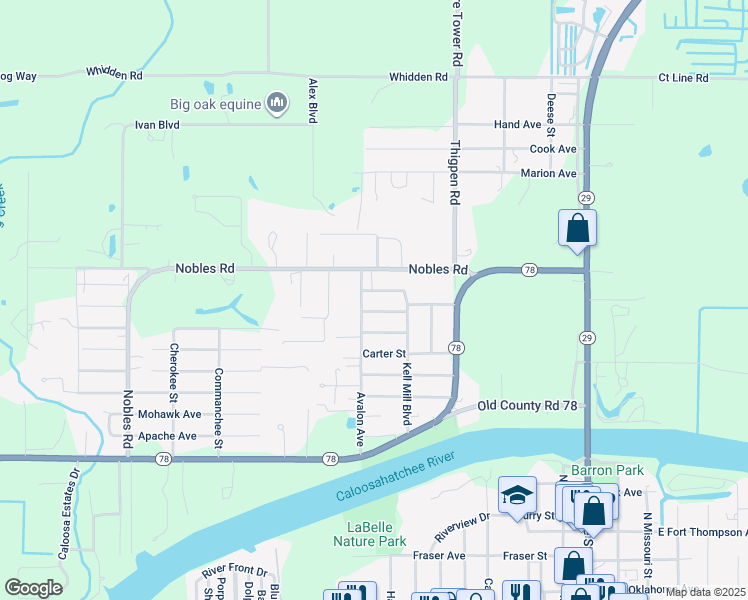 map of restaurants, bars, coffee shops, grocery stores, and more near 970 Avalon Avenue in LaBelle
