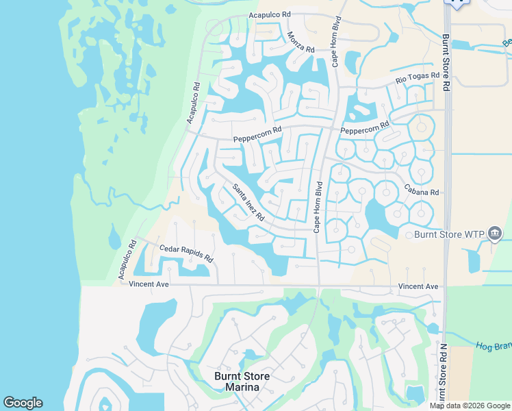 map of restaurants, bars, coffee shops, grocery stores, and more near 24190 Santa Inez Road in Punta Gorda