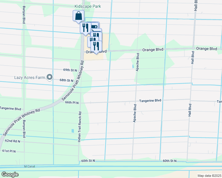 map of restaurants, bars, coffee shops, grocery stores, and more near 15705 66th Court North in Loxahatchee