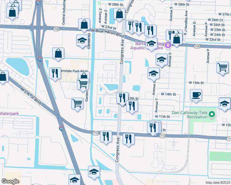 map of restaurants, bars, coffee shops, grocery stores, and more near 1946 Marsh Harbor Drive in West Palm Beach