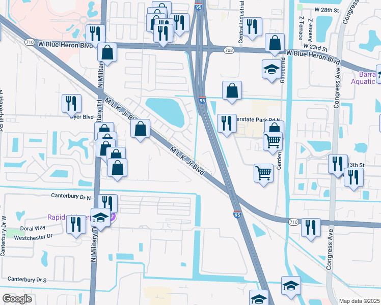 map of restaurants, bars, coffee shops, grocery stores, and more near 4018 67th Lane North in Riviera Beach