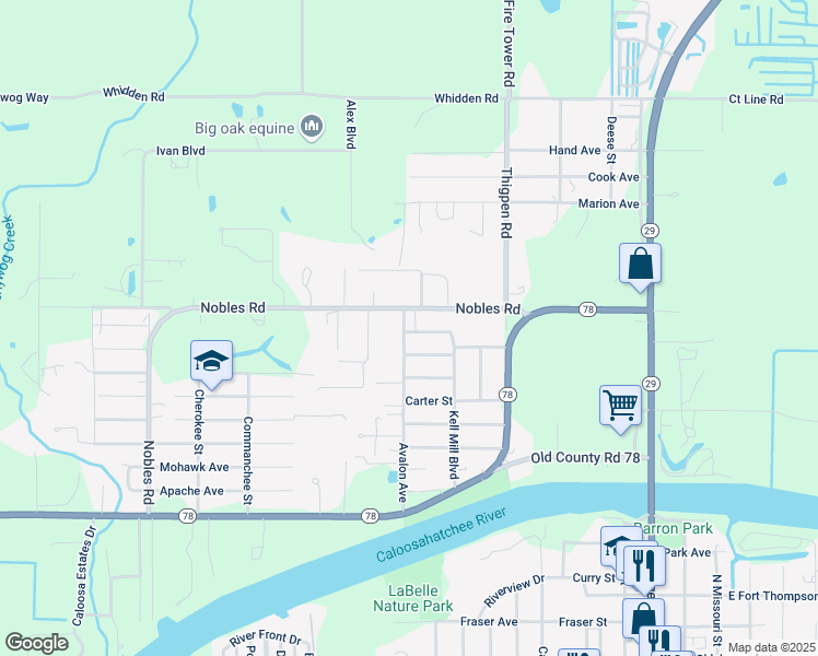 map of restaurants, bars, coffee shops, grocery stores, and more near 970 Avalon Avenue in LaBelle