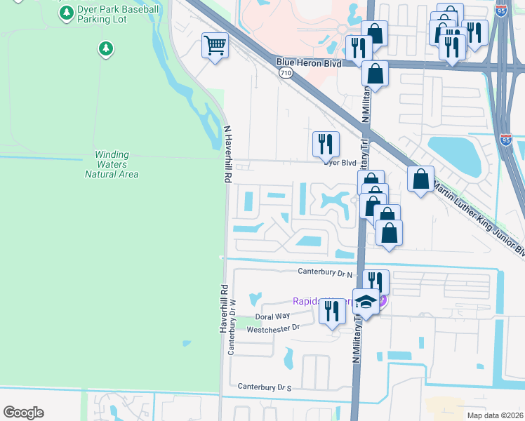 map of restaurants, bars, coffee shops, grocery stores, and more near 4032 Rocks Point Place in Riviera Beach