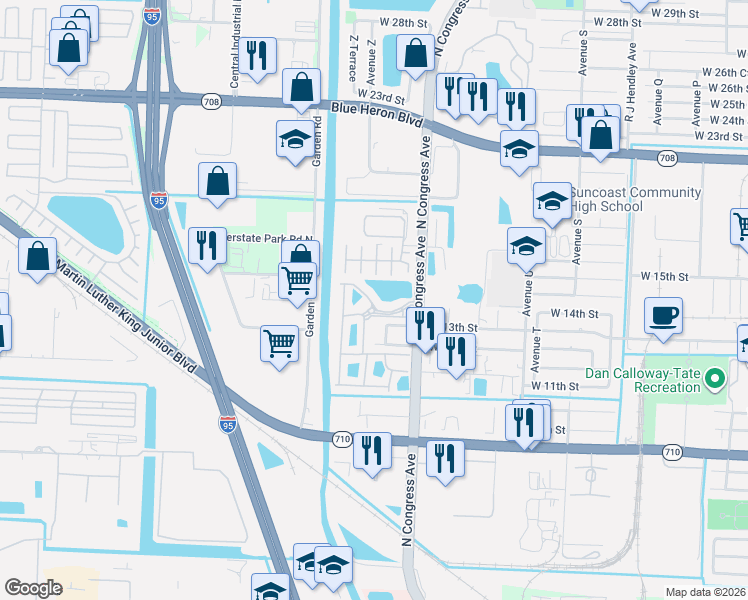 map of restaurants, bars, coffee shops, grocery stores, and more near 2004 Marsh Harbor Drive in West Palm Beach