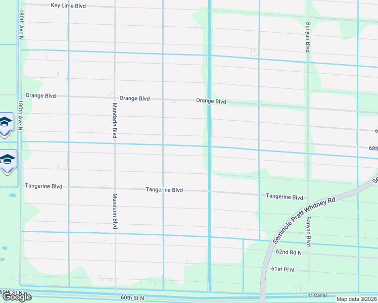 map of restaurants, bars, coffee shops, grocery stores, and more near 17104 68th Street North in Loxahatchee