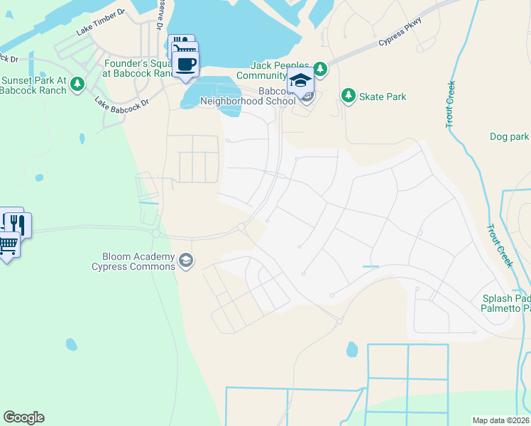 map of restaurants, bars, coffee shops, grocery stores, and more near 17532 Wayside Bend in Punta Gorda