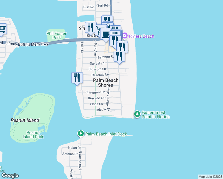map of restaurants, bars, coffee shops, grocery stores, and more near 115 Bravado Lane in West Palm Beach