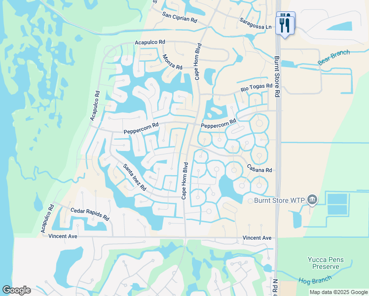 map of restaurants, bars, coffee shops, grocery stores, and more near 17264 Cape Horn Boulevard in Punta Gorda