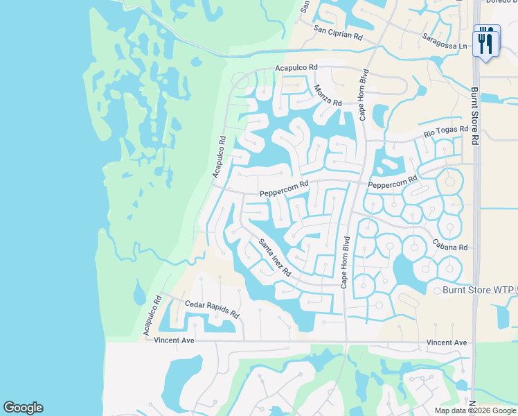 map of restaurants, bars, coffee shops, grocery stores, and more near 24100 Potosi Court in Punta Gorda