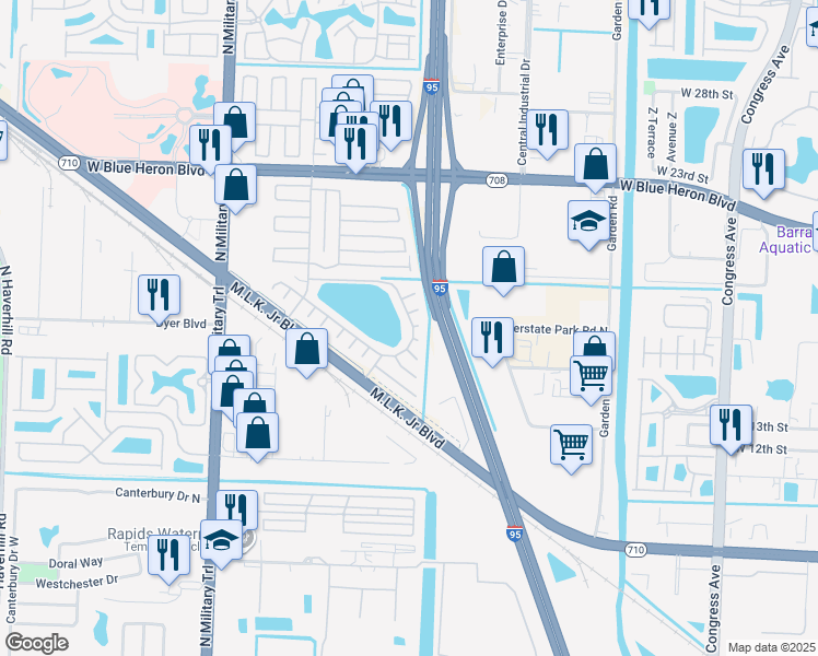 map of restaurants, bars, coffee shops, grocery stores, and more near 6891 41st Avenue North in Riviera Beach